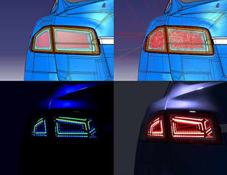 Mô phỏng quang học đén chiếu hậu ô tô
