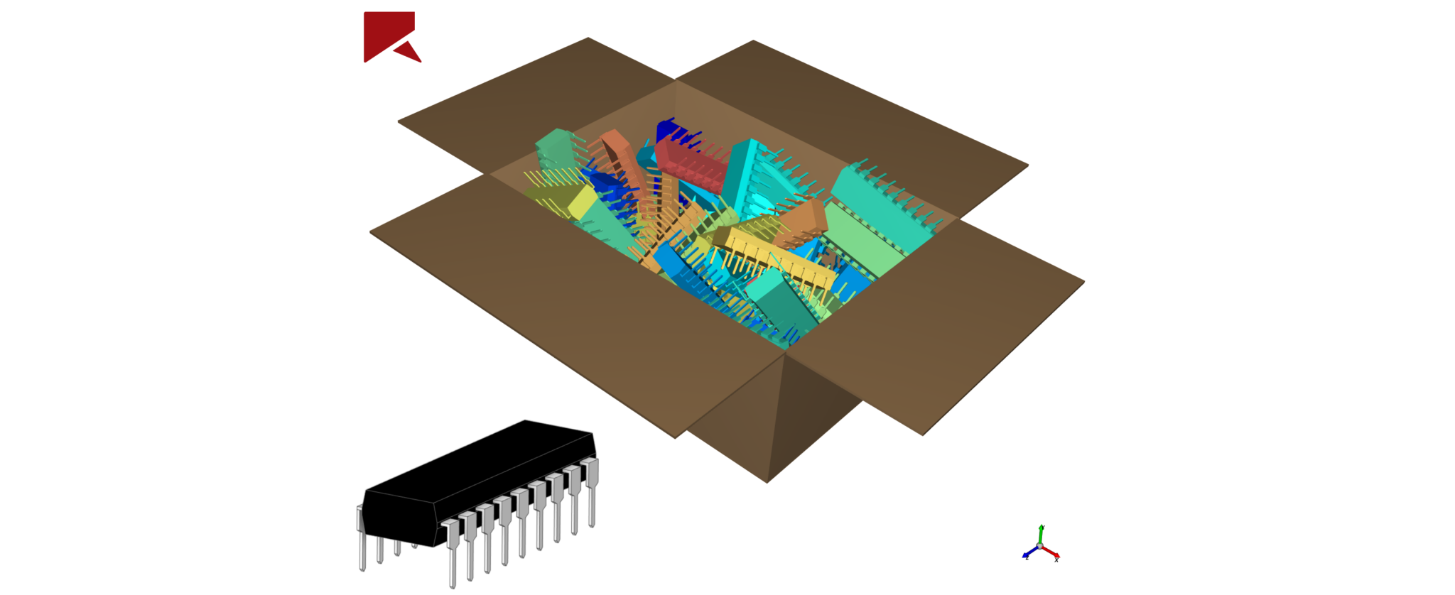 Combine multiple parts with different material properties to form a single particle using Rocky’s Particle Assembly functionality.