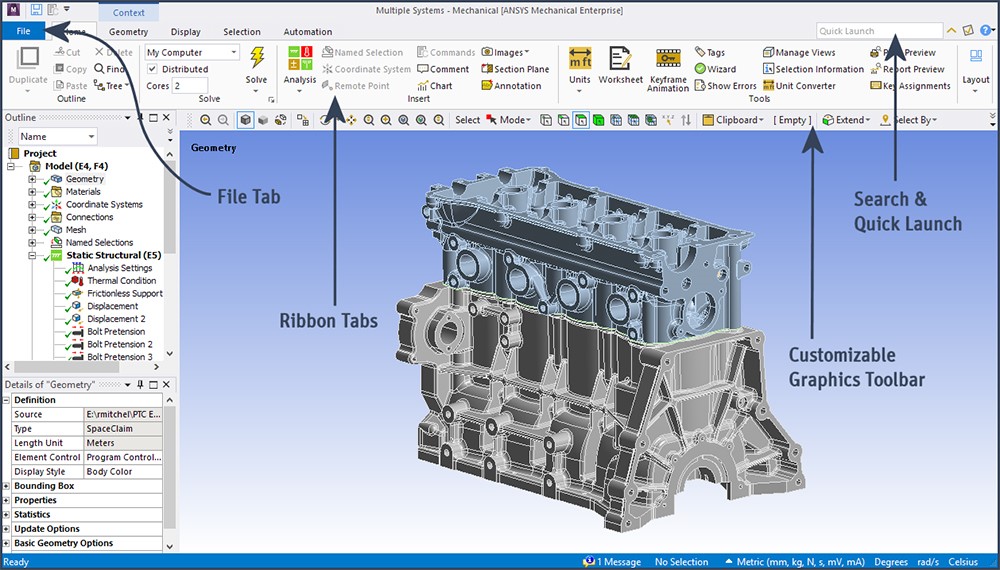 Ansys được thiết kế với giao diện người dùng thân thiện và dễ sử dụng, giúp cho việc mô phỏng trở nên đơn giản hơn